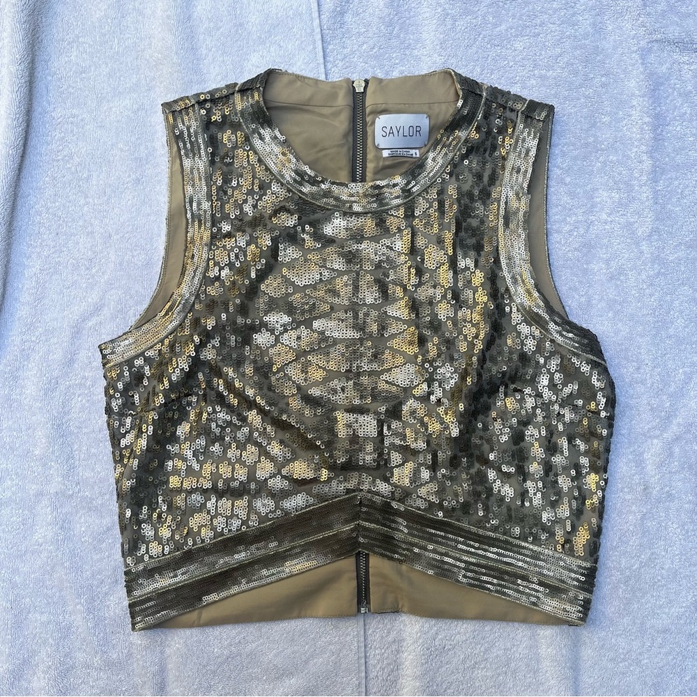 SAYLOR Metallic Sequin Crop Top Size Small